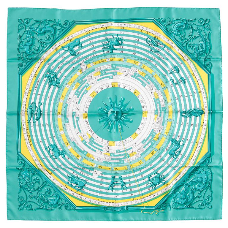HERMÈS, silk scarf, "Dies et Hore".