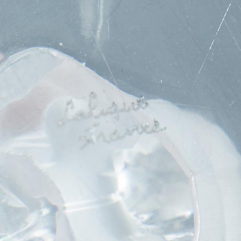 Lalique, a pair of glass candlestick, signed Lalique France, second half of the 20th century.