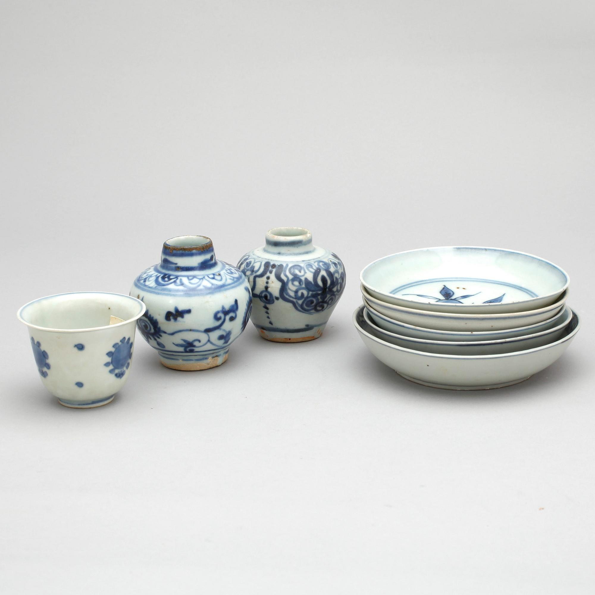 PARTI KINAPORSLIN, 8 delar, bla Ming, Kina.