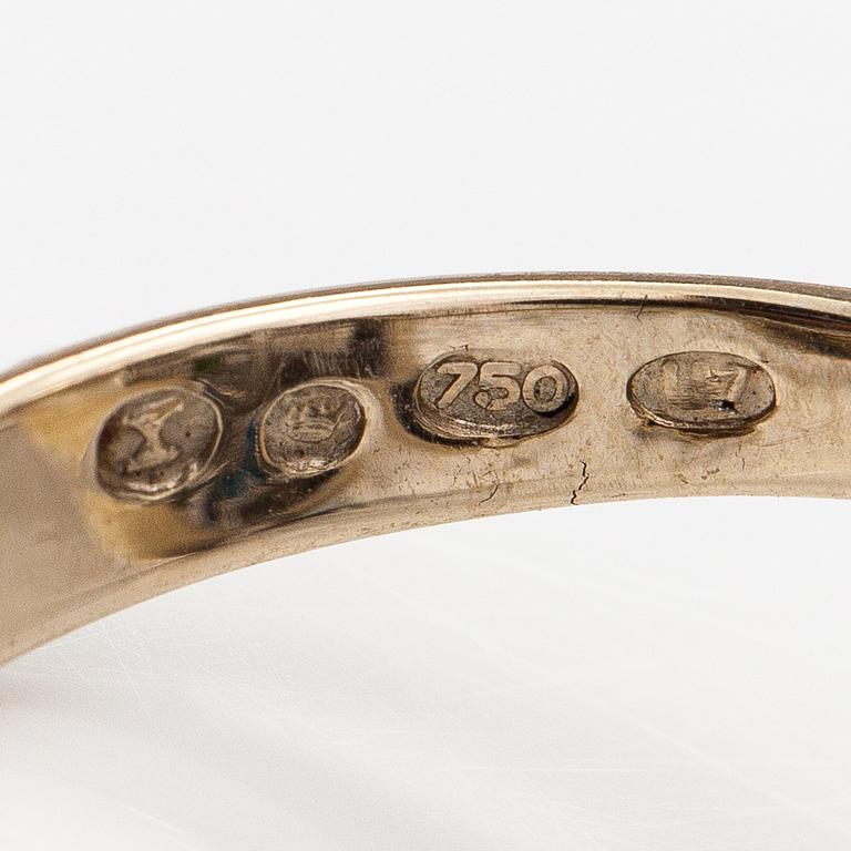 Ring, 18K vitguld, diamant ca 0.03 ct och turmaliner. Finska importstämplar 1962.