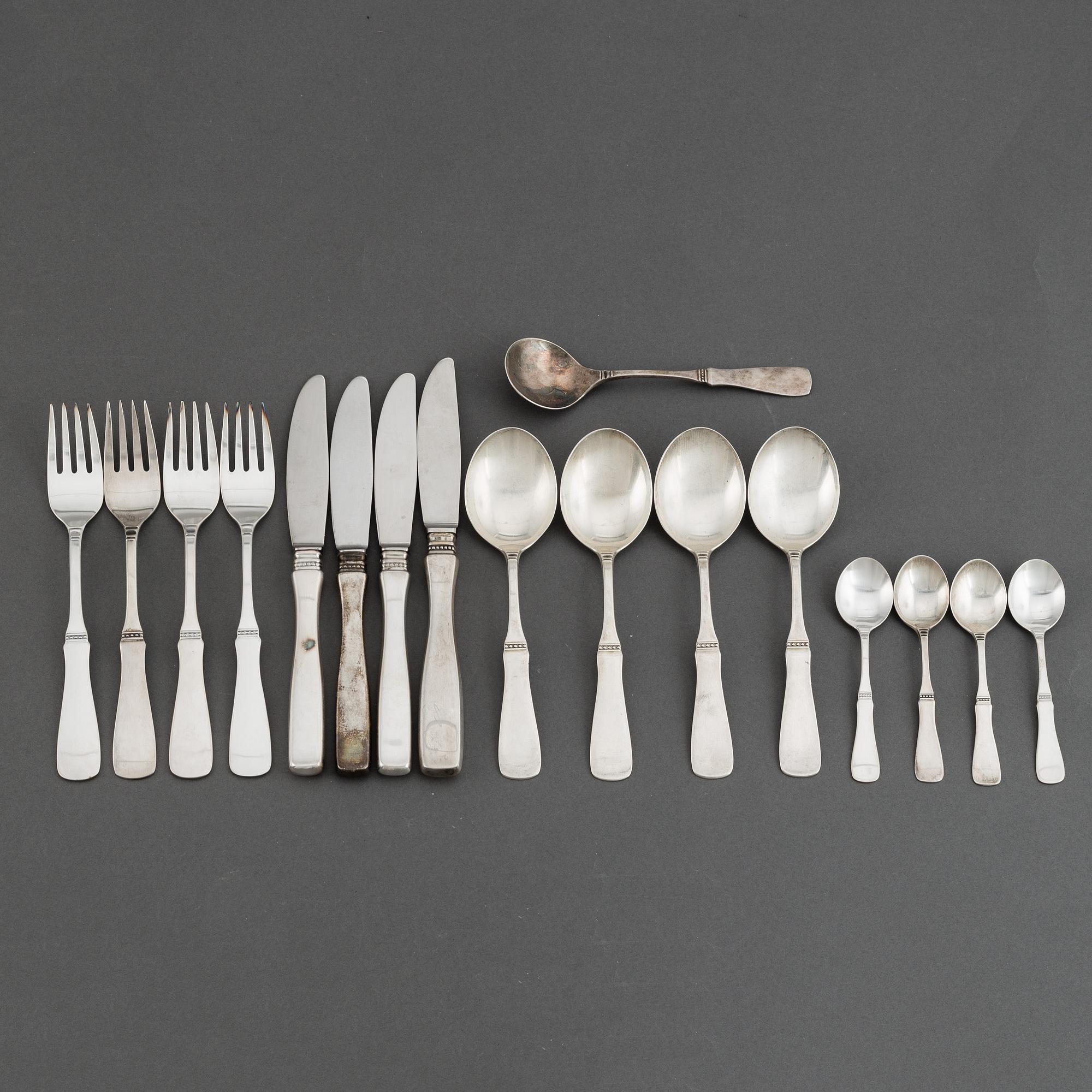 A Erik Löfman part silver cutlery set, "Uppsala", Marked MEMA.