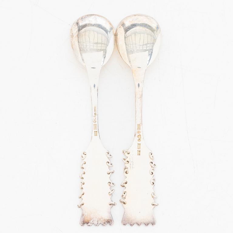 Skedar, 12 st, silver, samiska, Persson Ab, C.O., Haparanda, 1980-tal.