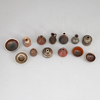 CARL-HARRY STÅLHANE, a set of thirteen miniature vases and bowls, Rörstrand.