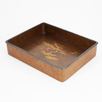 A Japanese laqcuer and maki-e document or paper box, also called "Ryoshibako" Meiji period (1968-1912).