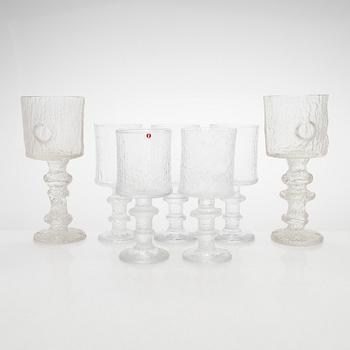 Timo Sarpaneva, "Bröderskapsglaset", 2 st och dricksglas, 5 st, "Juhlalasi" 2140, Iittala.