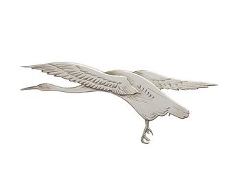 704. A Wiwen Nilsson sterling brooch of a flying crane, Lund 1959.