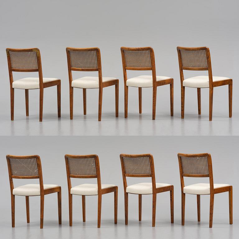 Axel Larsson, a rare set of eight chairs model "1030", Svenska Möbelfabrikerna, Bodafors, 1930s.