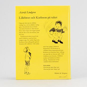 BOK, "Lillebror och Karlsson på taket", Signerad samt stenograferad.