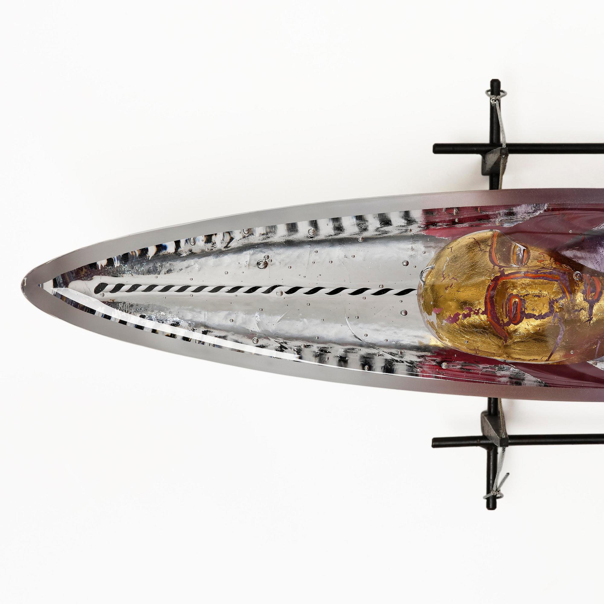 Bertil Vallien, unik skulptur, båt, "Voyage XVII", sandgjutet glas, Kosta Boda.