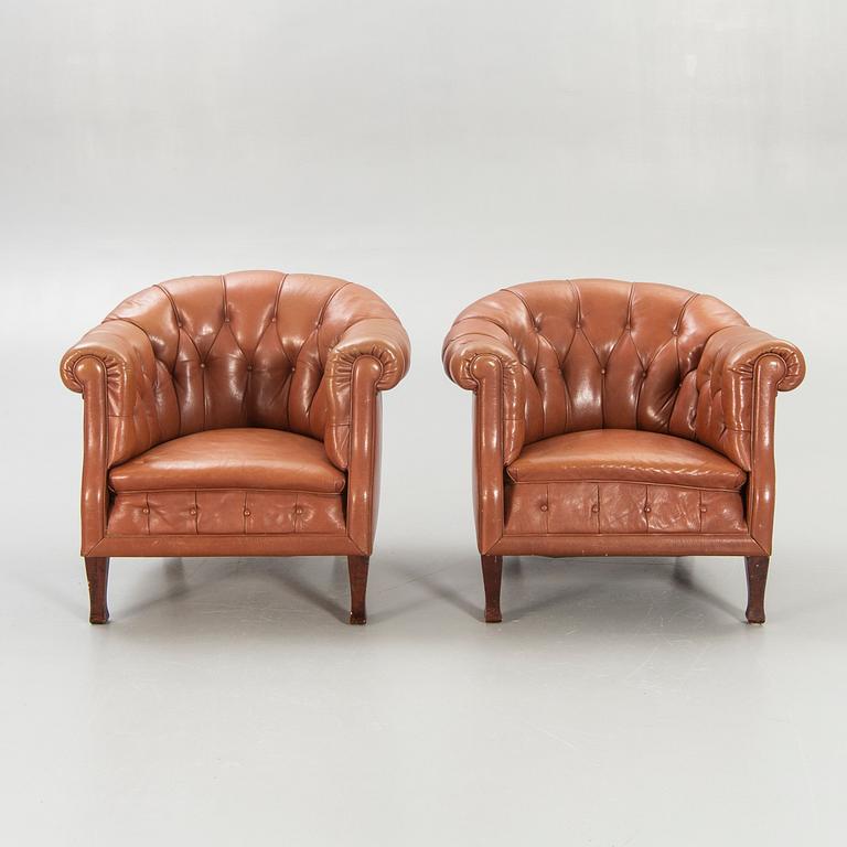 Armchairs, "Club armchair", table, first half of the 20th century.