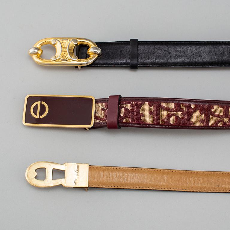 Threee belts, Dior, Ecline and Etienne Aigner.