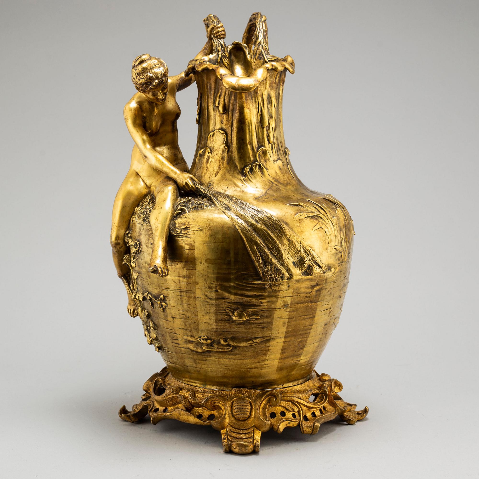 CLAUDE VIBERT, a gilt bronze "Femme pêchant" ever, Siot Decauville, Paris circa 1900.