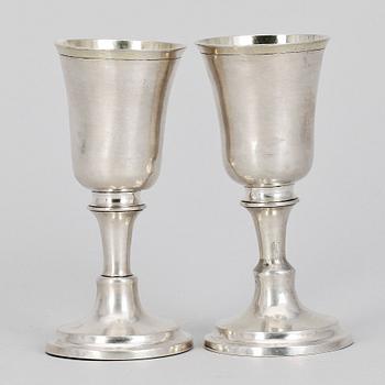 KALKAR, ett par, silver, troligen Lars Wixner, Söderhamn, 1800-tal.