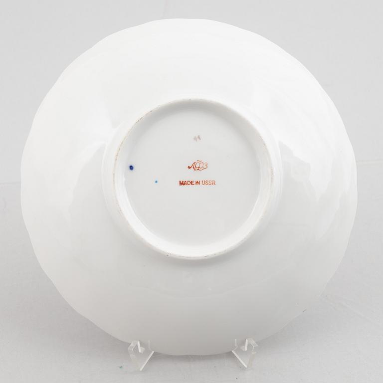 Tea and coffee service, 34 pieces, porcelain, "Cobalt Net", Lomonosov, Soviet Union.