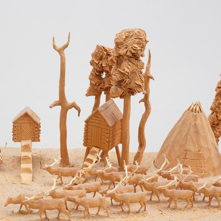 Kjell Bergqvist, a sculpture group, signed KB.