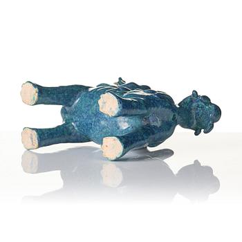 A turquoise/robins egg glazed figure of a buddhist lion, Qing dynasty, Jiaqing (1796-1820).