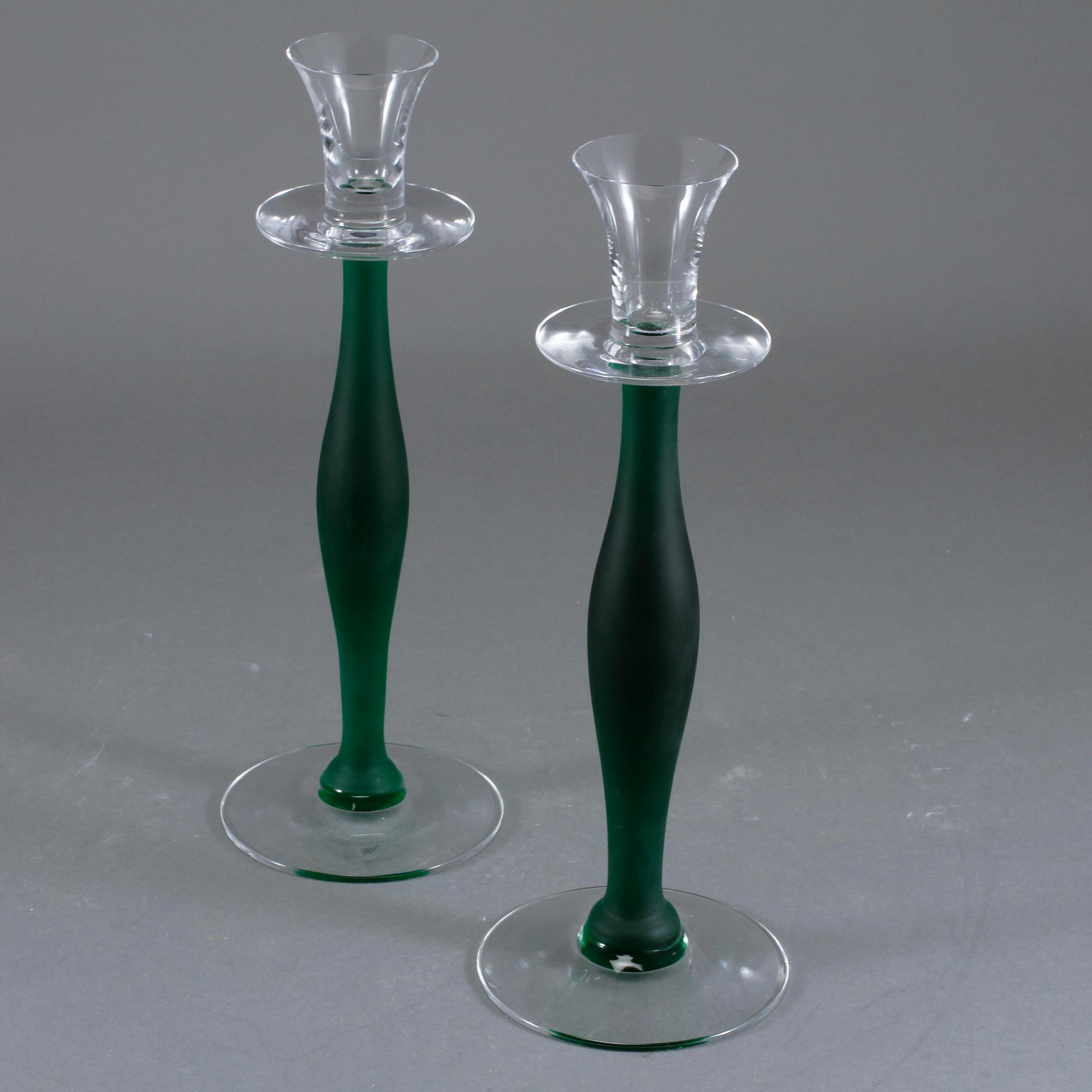 LJUSSTAKAR, ett par, "Celeste", Anne Nilsson, Orrefors, 1900-talets slut.