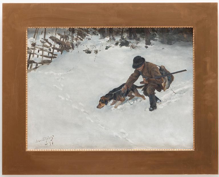 Bruno Liljefors, Jägare med hund.