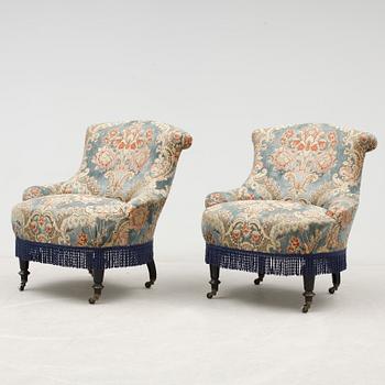 EMMAFÅTÖLJER, ett par, 1800-/1900-tal.