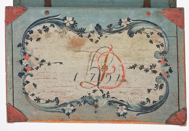 Kista, allmoge, målad av Jöns Månsson, Forsa, Hälsingland, daterat 1797.