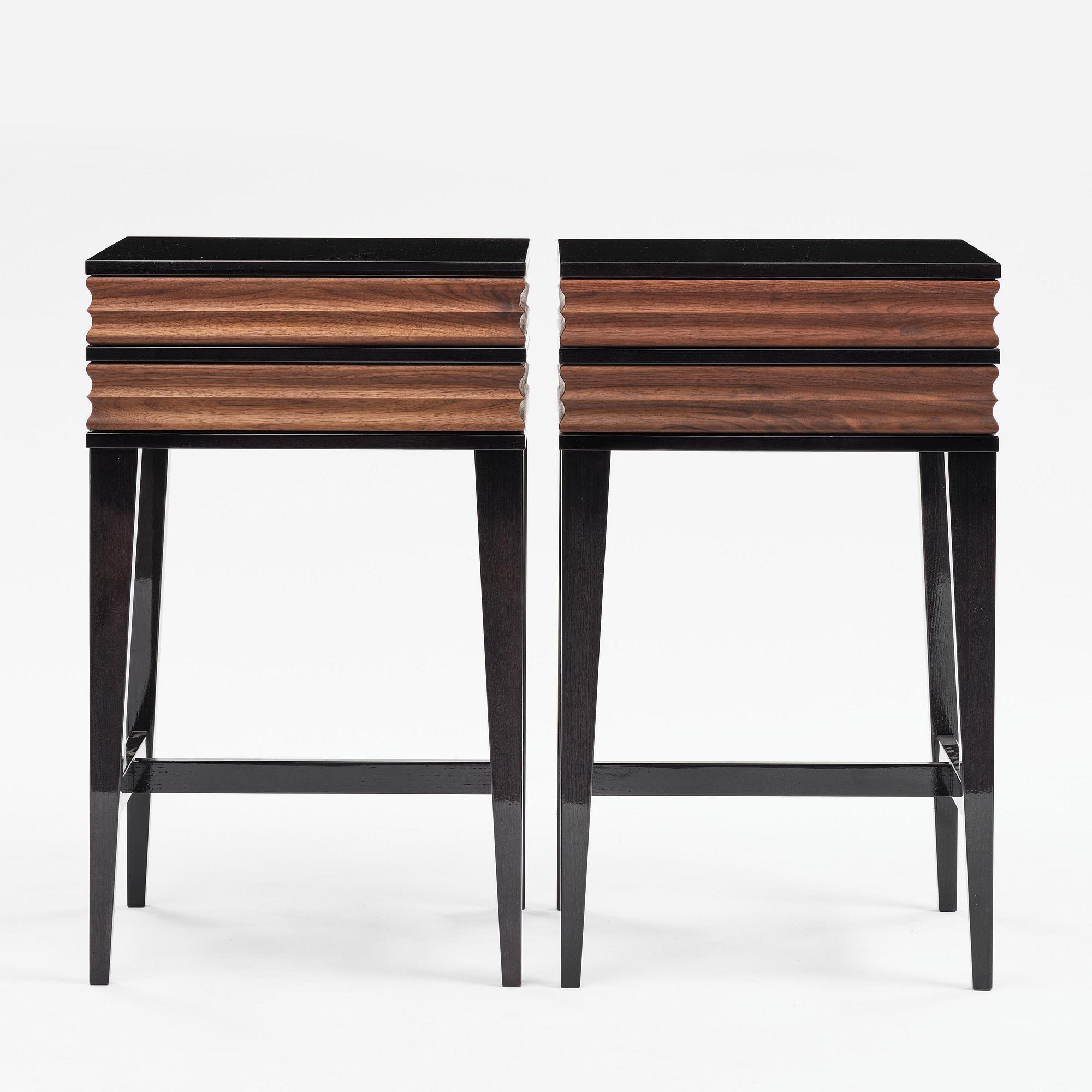 Attila Suta, a pair of bedside tables, executed in his own studio, Stockholm, 2025.