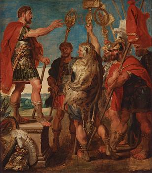 682. Peter Paul Rubens Hans skola, Decius Mus berättar om sin dröm på slagfältet.