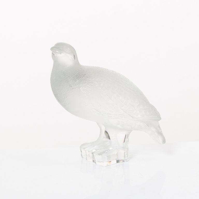 9 glass figurines, Lalique, France.