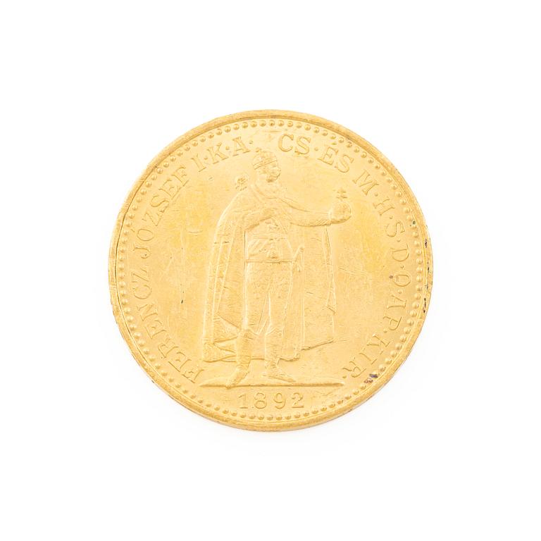 Gold coin, Hungary, 20 Korona, 1892.