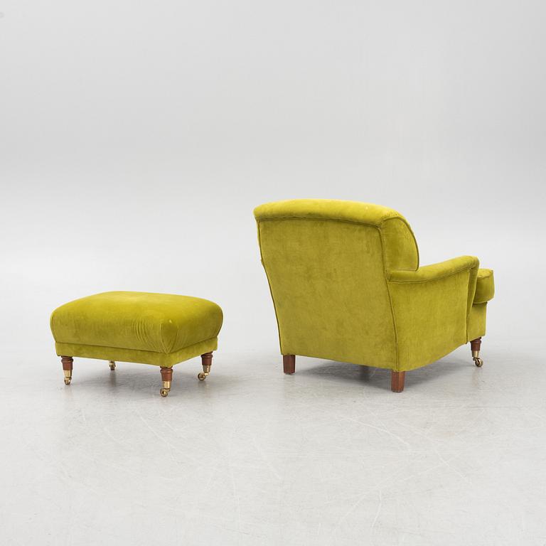 Armchair with footstool, Howard model, late 20th/early 21st century.