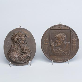 VÄGGRELIEFER, 11 st, brons, omkring 1900.