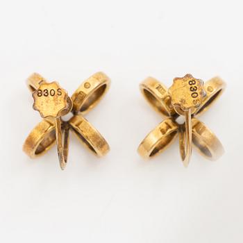 Cecilia Johansson, ringar, 2 st, samt ett par örhängen, silver och förgyllt silver.