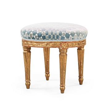 1246. A gilded gustavian stool by E Levin.