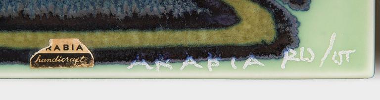 Raija Uosikkinen, three 1970s ceramic wall plaques, Arabia, Finland.