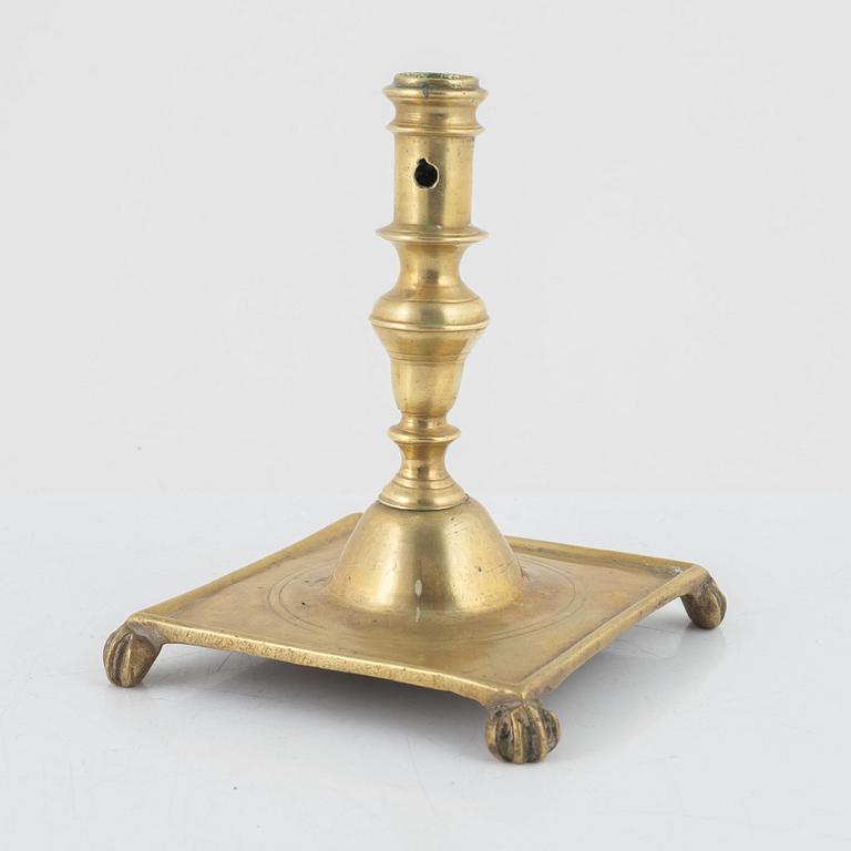 Candlestick, Baroque style, brass, 18th century.