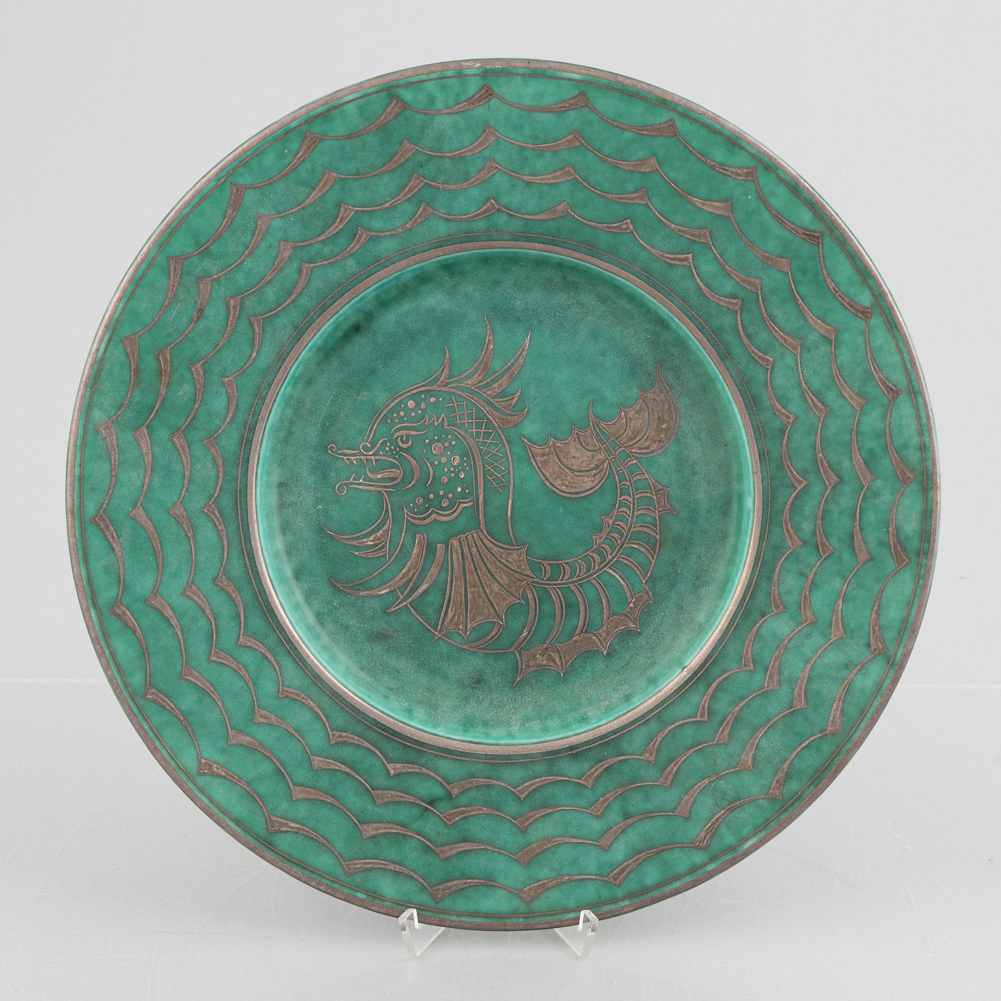 Wilhelm Kåge, an 'Argenta' stoneware dish, Gustavsberg 1934.