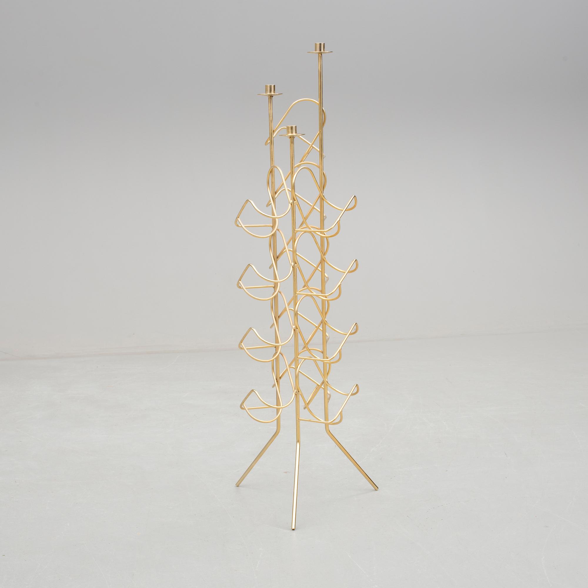 VINSTÄLL / LJUSSTAKE, mässing, Lindås, 1900-talets andra hälft.