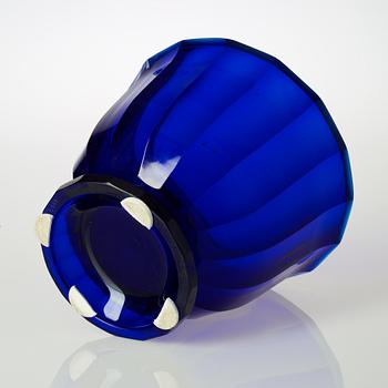 A Josef Hoffmann blue cut-glass bowl, Wiener Werkstätte.