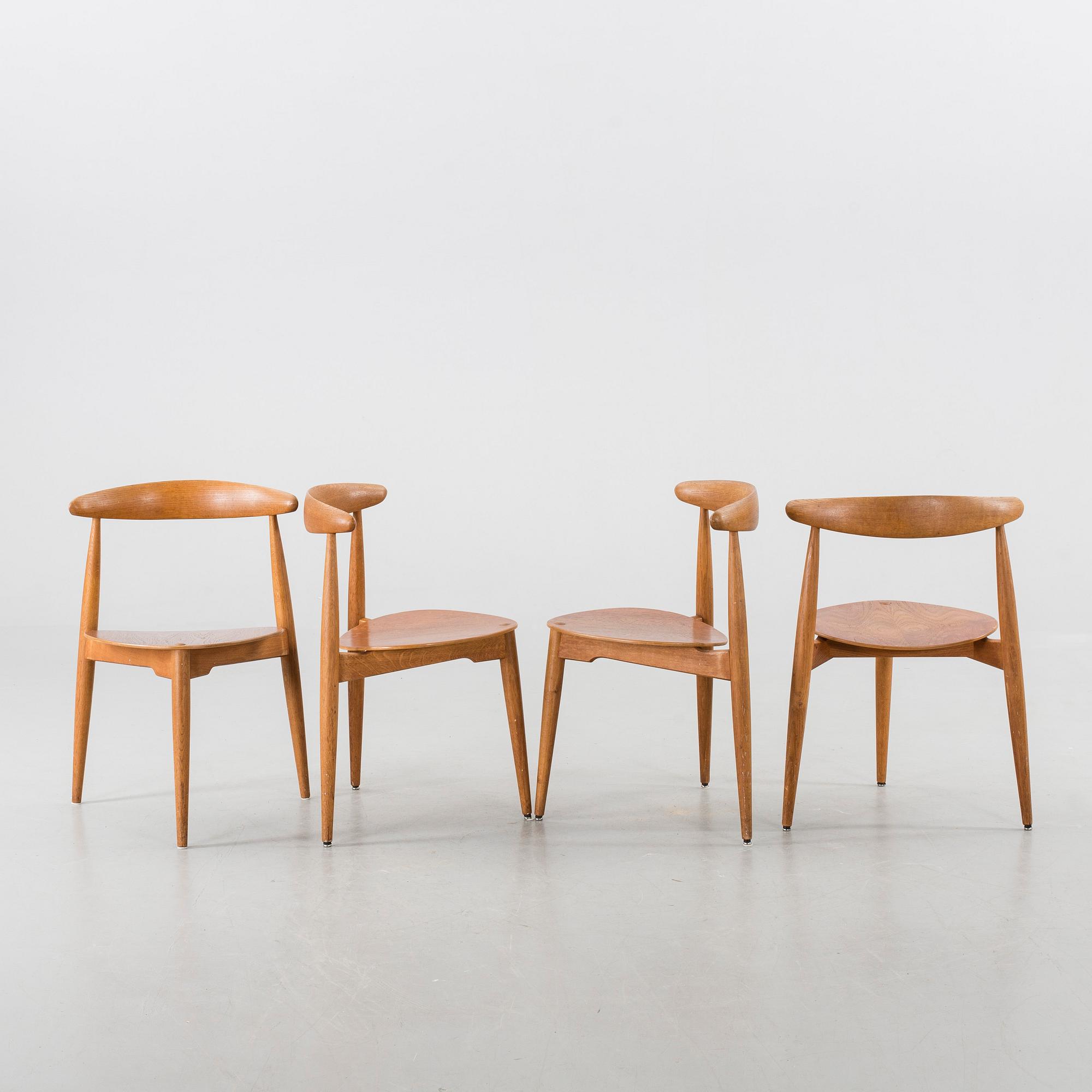 STOLAR, 8 st, FH 4103, Hans J Wegner, "Hjertestolen". Danmark.