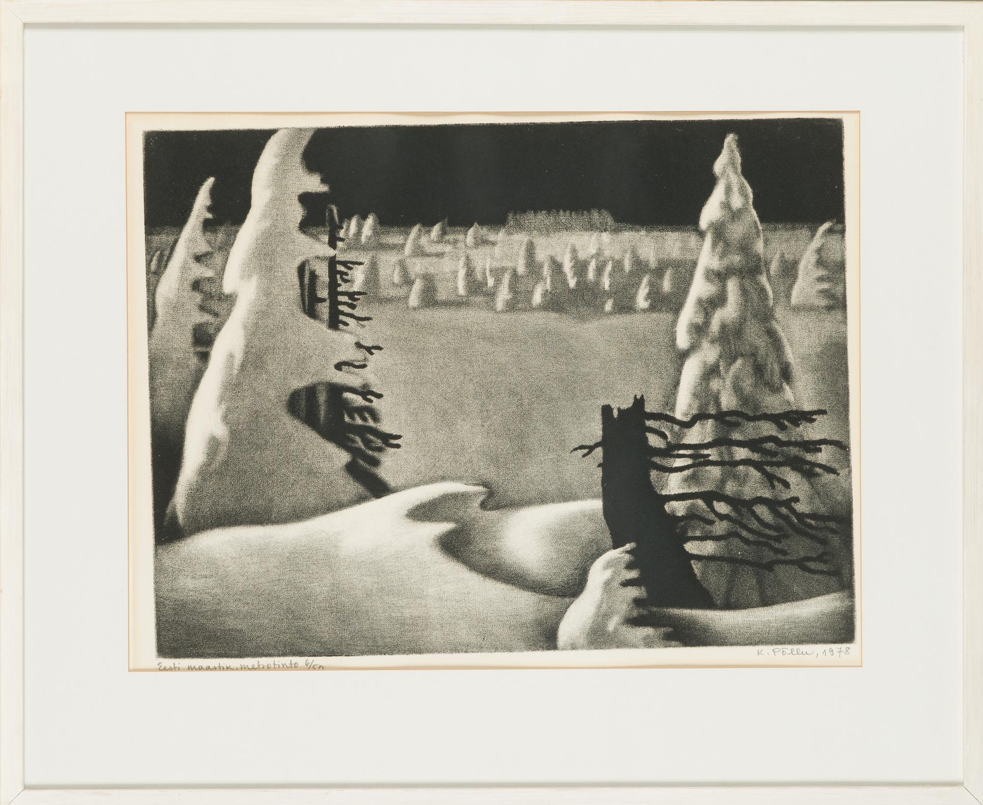 Kaljo Põllu, mezzotint, signed and dated 1978, numbered 6/50.