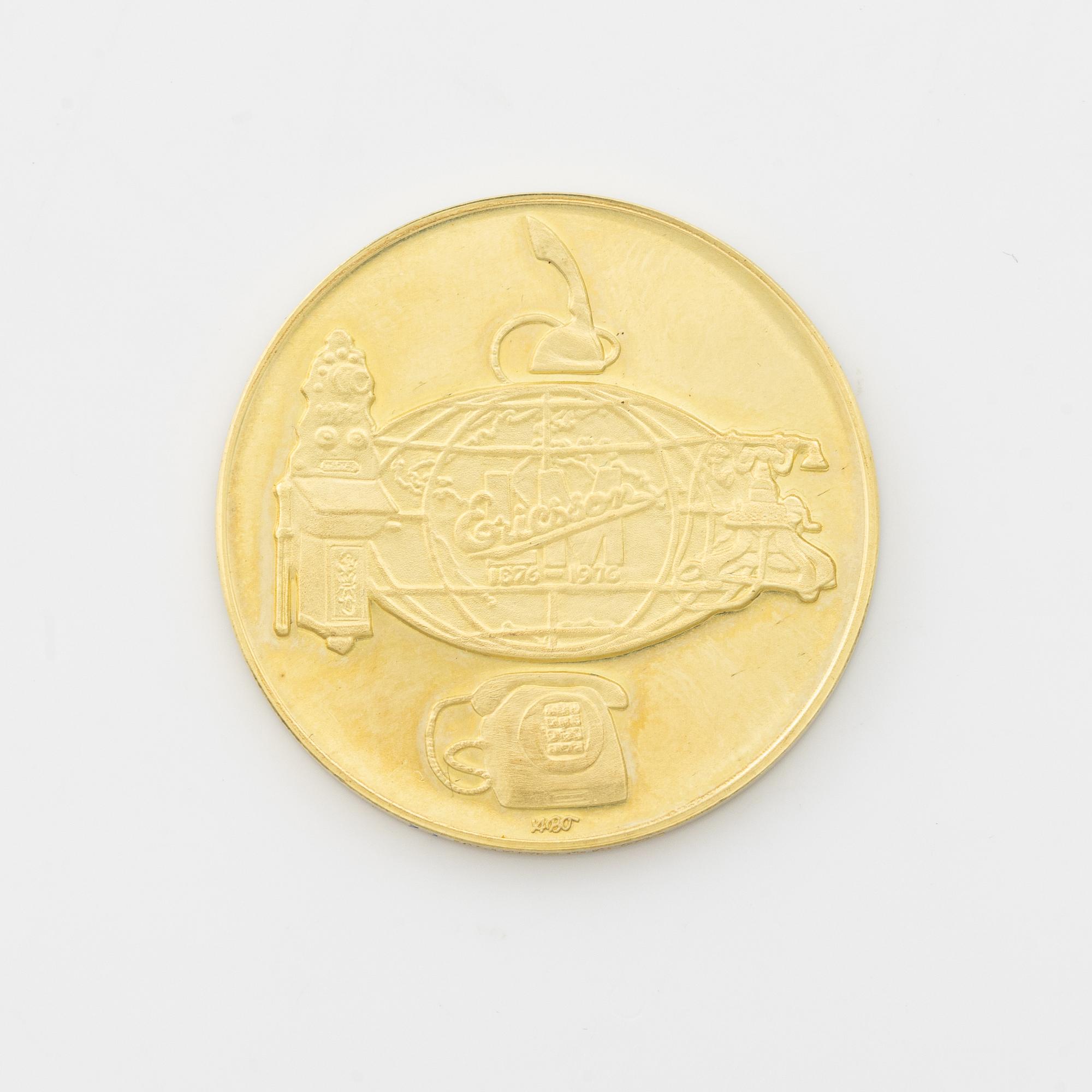 Astri Bergman-Taube, Jubileumsmedalj, guld 18K, LM Ericsson 100 år, 1876-1976. Sporrong, 1976.