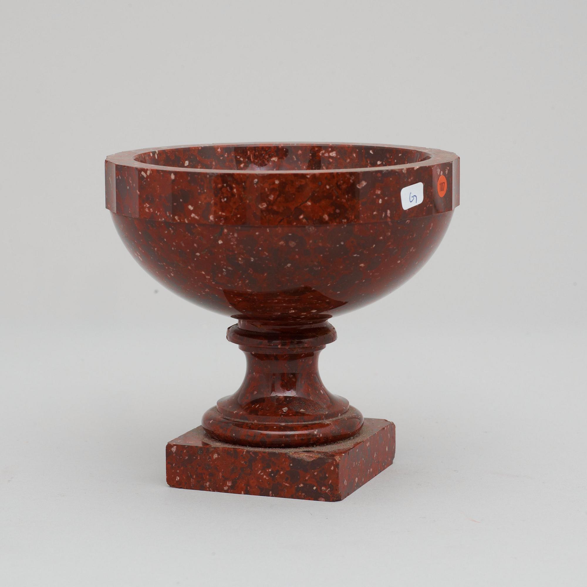A Swedish Empire 19th century porphyry bowl.