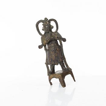 A Chinese bronze figure of a guardsman, Ming dynasty (1368-1644).