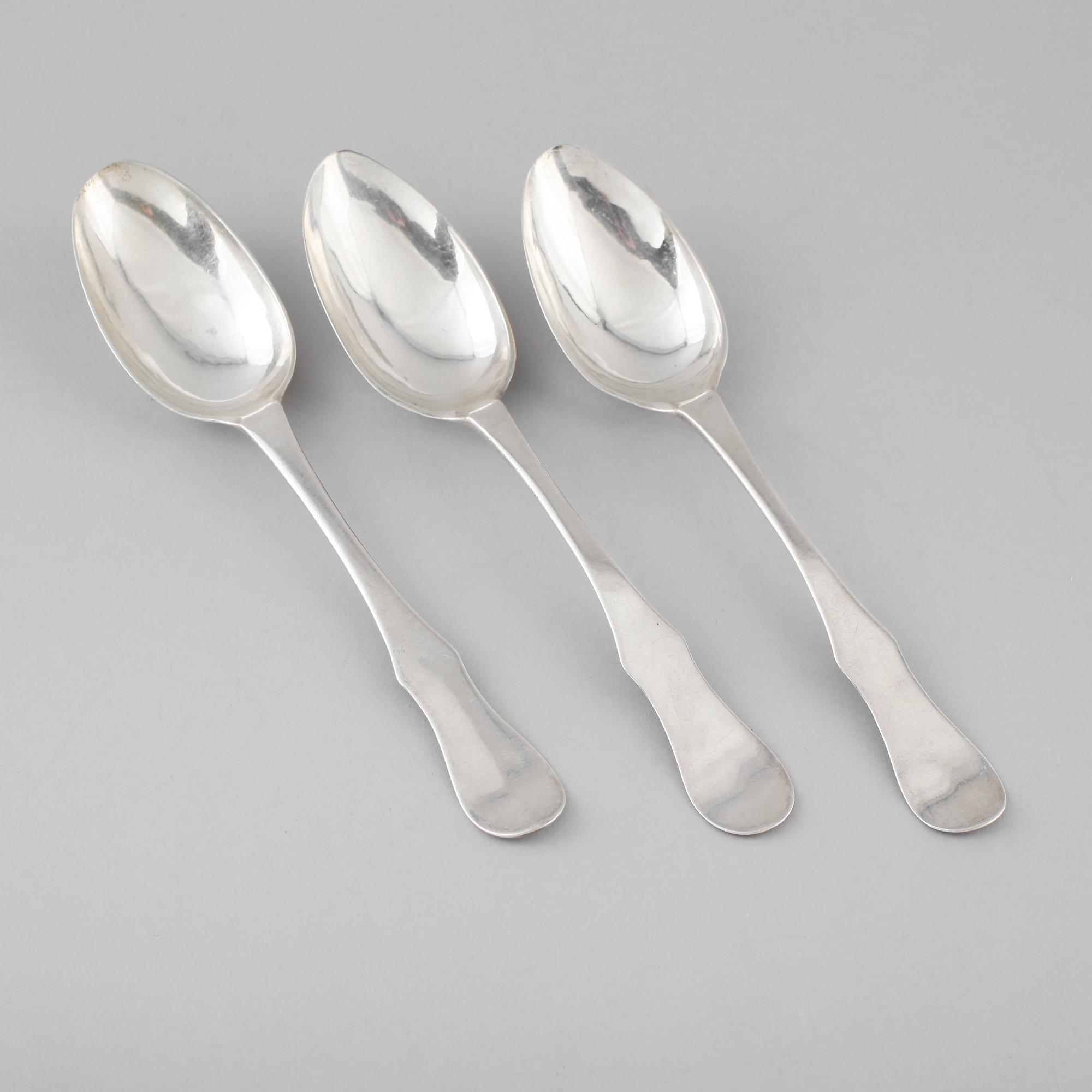MATSKEDAR, 3 st, silver, Hans Jacob Vogt, Kristianstad 1798/99. Vikt ca 148 gram.