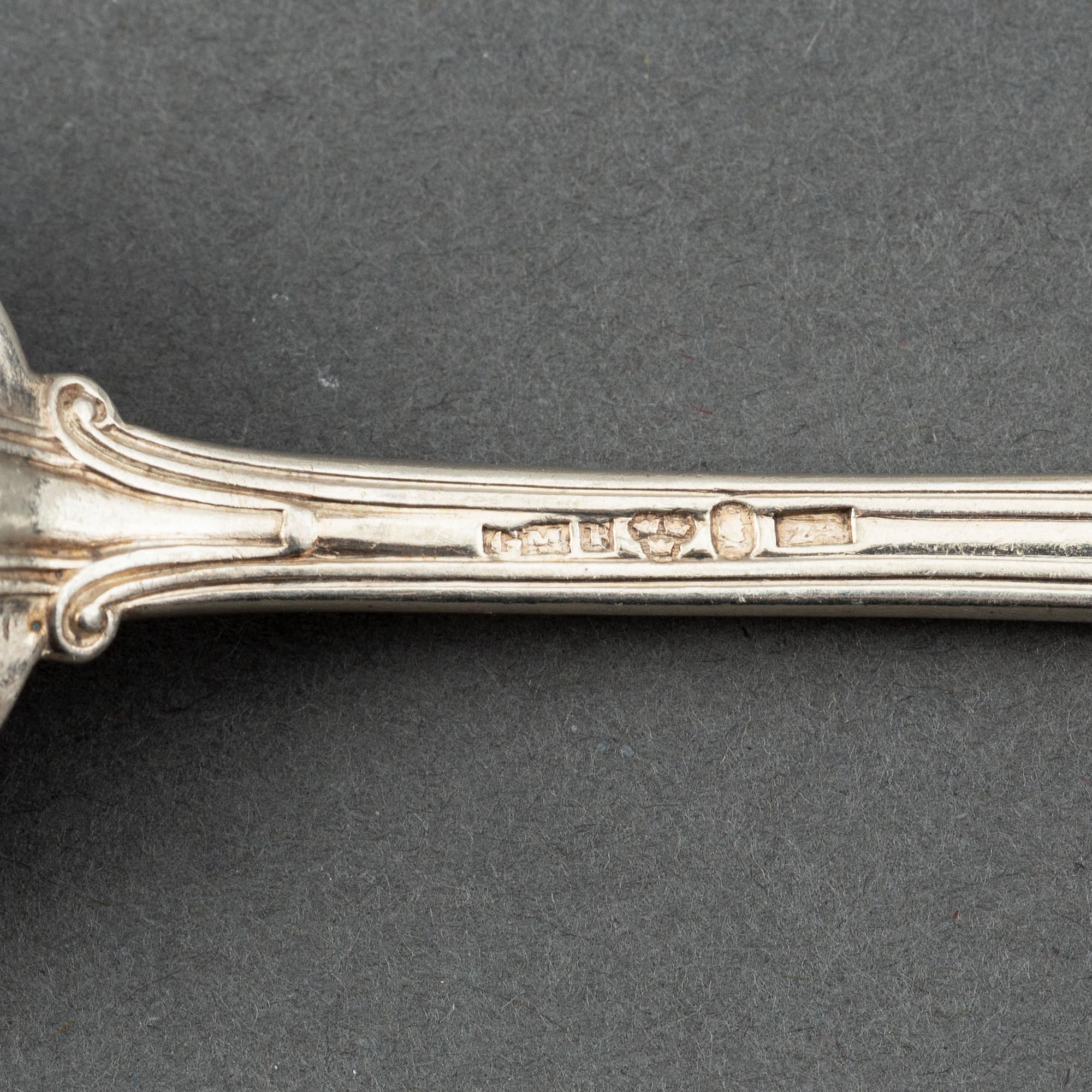 A set of twelve Swedish 19th century silver tea-spoons, mark of Gustaf Möllenborg, Stockholm 1852.