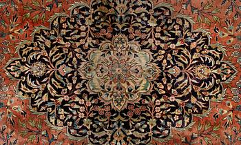 A carpet, Old oriental silk, ca 350 x 275 cm.