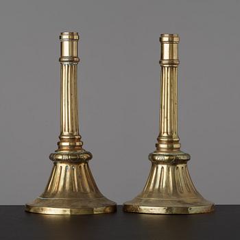 A pair of Gustavian late 18th century candlesticks.