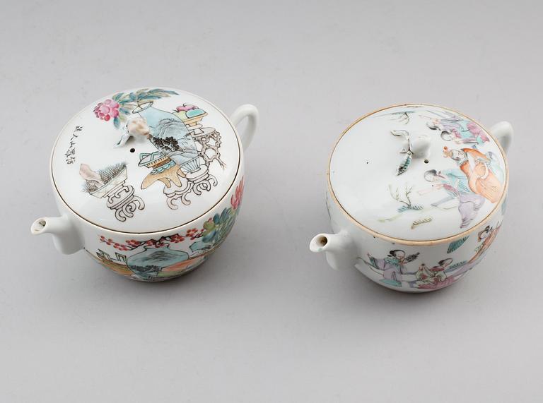 KANNOR, 2 st, porslin, Kina, 1800-tal.