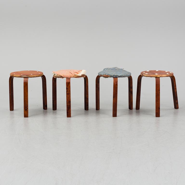 ALVAR AALTO, four stools, Artek, Finland, 1930/40-tal.