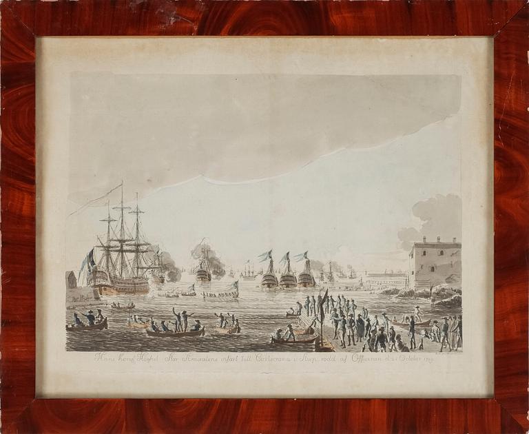 JOHAN PETER CUMELIN, akvarellerad konturetsning, signerad i plåten.