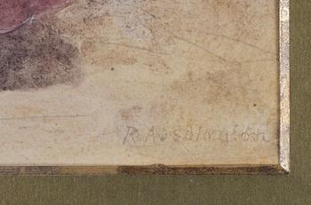 OKÄND KONSTNÄR, akvarell på papper, sign R. Absolom, 1800-tal.